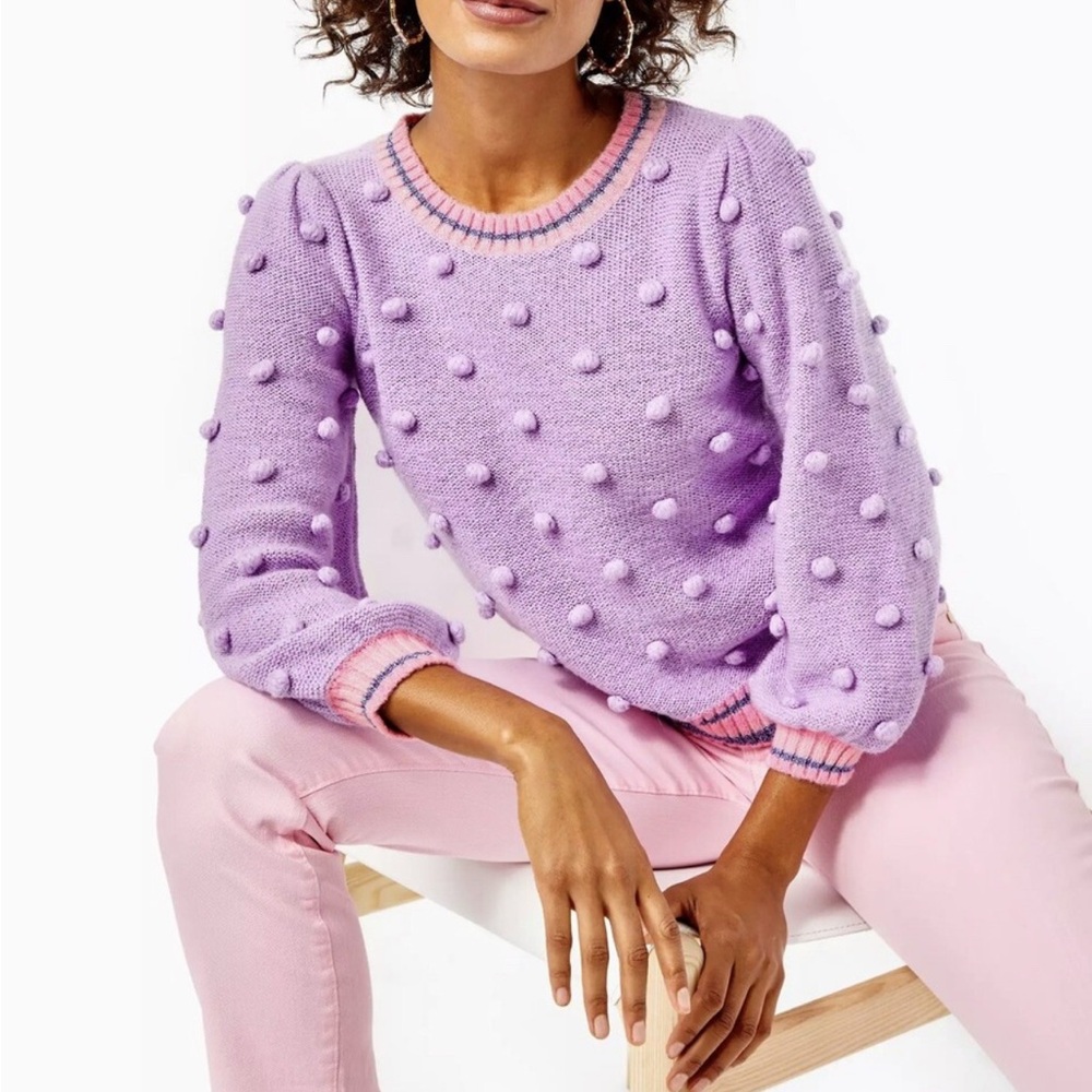 Lilly Pulitzer Lavender Pom-Pom Sweater